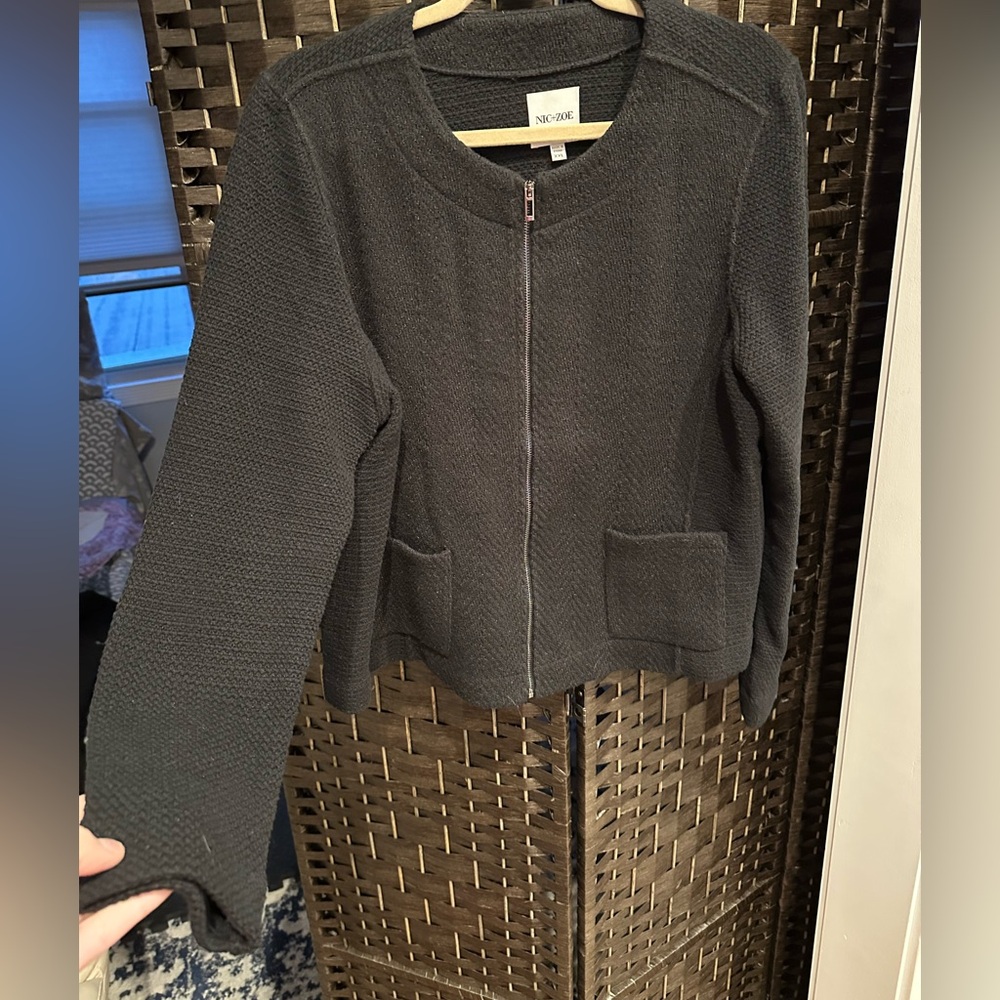 *NEW* Sz XXL* NIC+ZOE* Mix Zip Front Knit Jacket